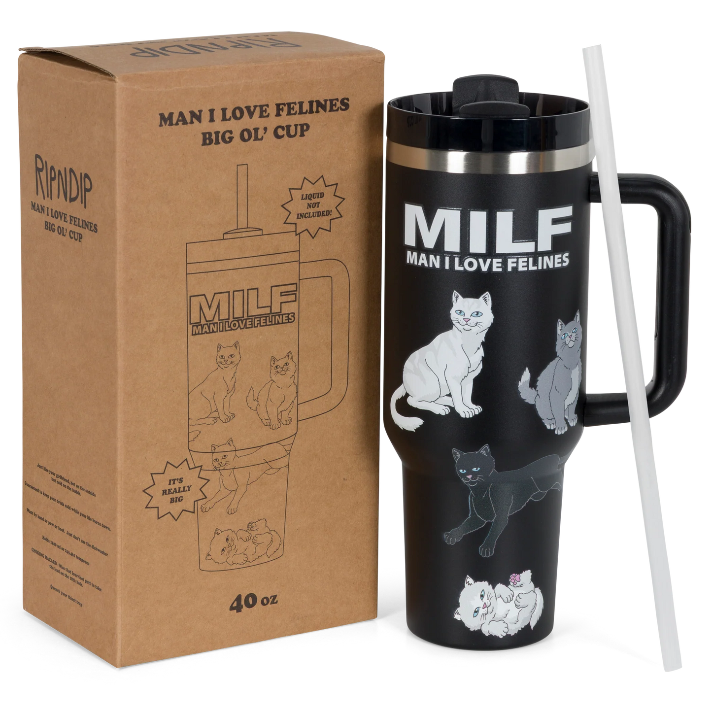 Ripndip "Man I Love Felines" Big Cup Tumbler (Black)
