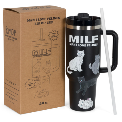Ripndip "Man I Love Felines" Big Cup Tumbler (Black)