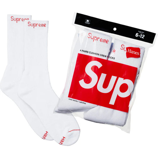 Supreme x Hanes Crew Socks 4 Pack (White)