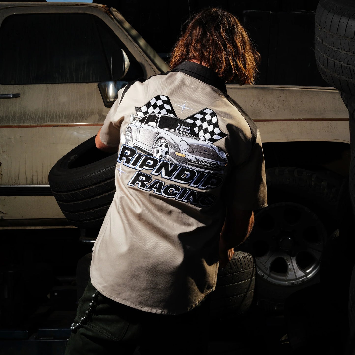 Ripndip Ripnrace Button Up Shirt (Off White)