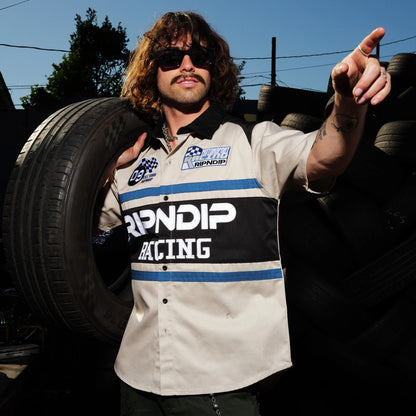 Ripndip Ripnrace Button Up Shirt (Off White)