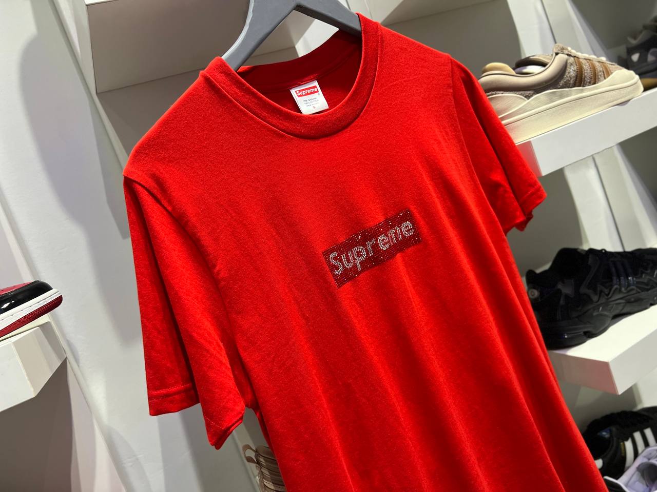 Supreme x Swarovski Box Logo Tee "Red"