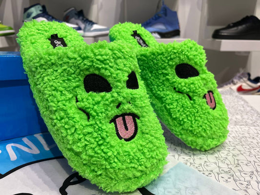 Alien Face Fuzzy Slippers