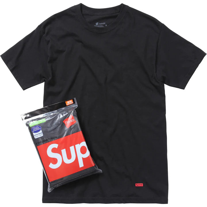 Supreme x Hanes Tagless Tees 3 Pack (Black)